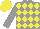 Silk - Grey body, yellow three diamonds, grey arms, yellow cap