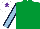 Silk - Emerald green, light blue sleeves, dark blue seams, white cap, purple star