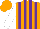 Silk - Orange, purple stripes, white sleeves
