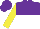 Silk - Purple, white halved horizontally, yellow sleeves, purple cap