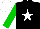 Silk - Black, white star, green sleeves, white cap