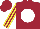 Silk - Maroon, white ball, yellow stripes on sleeves