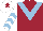 Silk - Maroon, light blue chevron, white and light blue chevrons on sleeves, white cap, maroon star