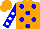 Silk - Orange, blue dots, white dots on blue sleeves, orange cap