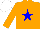 Silk - Orange, blue star, orange sleeves, white cap