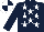 Silk - Dark blue, white stars and sleeves, dark blue arm band and quartered cap