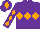 Silk - Purple, orange triple diamond, diamonds on sleeves, purple cap, orange diamond