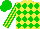 Silk - Yellow, green diamonds, yellow and green striped sleeves, green cap