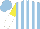 Silk - light blue, white striped, yellow and white halved sleeves, light blue cap