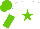 Silk - White, light green star, white and light green halved sleeves, light green cap