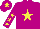 Silk - violet, yellow star, yellow stars on sleeves, yellow star on cap