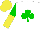 Silk - white, green shamrock, green and yellow halved sleeves, yellow cap