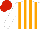 Silk - White and orange stripes, red cap
