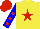 Silk - yellow, red star, blue sleeves, red spots, red cap