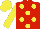 Silk - Red, yellow dots, yellow sleeves, yellow cap