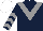 Silk - Dark blue, grey chevron, dark blue, grey chevrons sleeves, white cap