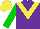 Silk - Purple, yellow chevron, green sleeves, yellow cap