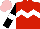 Silk - Red, white chevron hoop, black sleeves, white armbands, pink cap