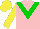 Silk - Pink, green chevron, yellow sleeves, yellow cap