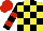 Silk - Yellow, black checks, black sleeves, red hoops, red cap