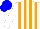Silk - White and orange stripes, blue cap