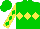 Silk - Green, yellow triple diamond, green diamonds on yellow sleeves