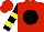 Silk - Red, black ball, yellow bars on black sleeves