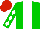 Silk - Green, white stripe, red, white diamonds sleeves, red cap