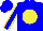 Silk - Blue, yellow ball, blue sleeves, yellow seams, blue cap