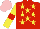 Silk - Red, yellow stars, red armbands on yellow sleeves, pink cap