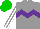 Silk - Gray, purple chevron hoop, gray and white striped sleeves, green cap