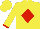 Silk - Yellow, red diamond, red cuffs on yellow sleeves