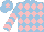 Silk - Light blue and pink diamonds, chevrons on sleeves, light blue cap, pink star