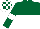 Silk - Dark green and white halved horizontally,white armbands on dark green sleeves, checked cap