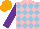 Silk - Pink, light blue diamonds, purple sleeves, orange cap