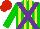 Silk - Green, purple crossbelts, green and yellow stripes, red cap