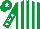 Silk - Emerald green and white stripes, emerald green sleeves, white stars, emerald green cap, white star
