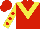 Silk - Red, yellow chevron, yellow sleeves, red spots