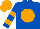 Silk - Royal blue,orange ball, orange bars on sleeves, orange cap Silk - Royal blue,orange ball, orange bars on sleeves, orange cap