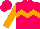 Silk - Fuchsia, orange chevron hoop, orange sleeves