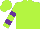 Silk - Lime green, purple bars on sleeves, lime green cap
