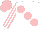 Silk - White,large pink spots, striped sleeves, pink cap