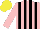 Silk - Pink, black stripes, green armband on pink sleeves, yellow cap