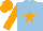 Silk - light blue, orange star, orange sleeves and cap