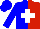 Silk - blue and red halved, white cross
