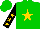 Silk - Green, gold star, gold stars on black sleeves