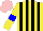 Silk - Yellow, black stripes, yellow sleeves, blue armlets, pink cap