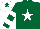 Silk - Dark green, white star, hooped sleeves, white cap, dark green star