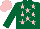 Silk - Dark green, pink stars, dark green sleeves, pink cap