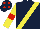 Silk - Dark blue, red and yellow sash, yellow sleeves, red armlet, red spots on dark blue cap